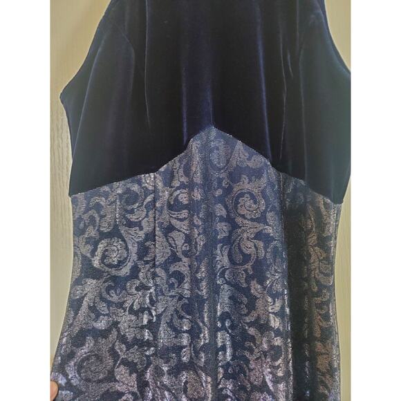 Gunne Sax (Jessica McClintock) Vintage Velvet Silver Metallic Gown Dress, Sz 3/4 - Picture 5 of 11